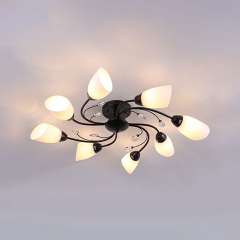Black Flush Mounted Lamp Simple Style Glass Cone Ceiling Light Fixture