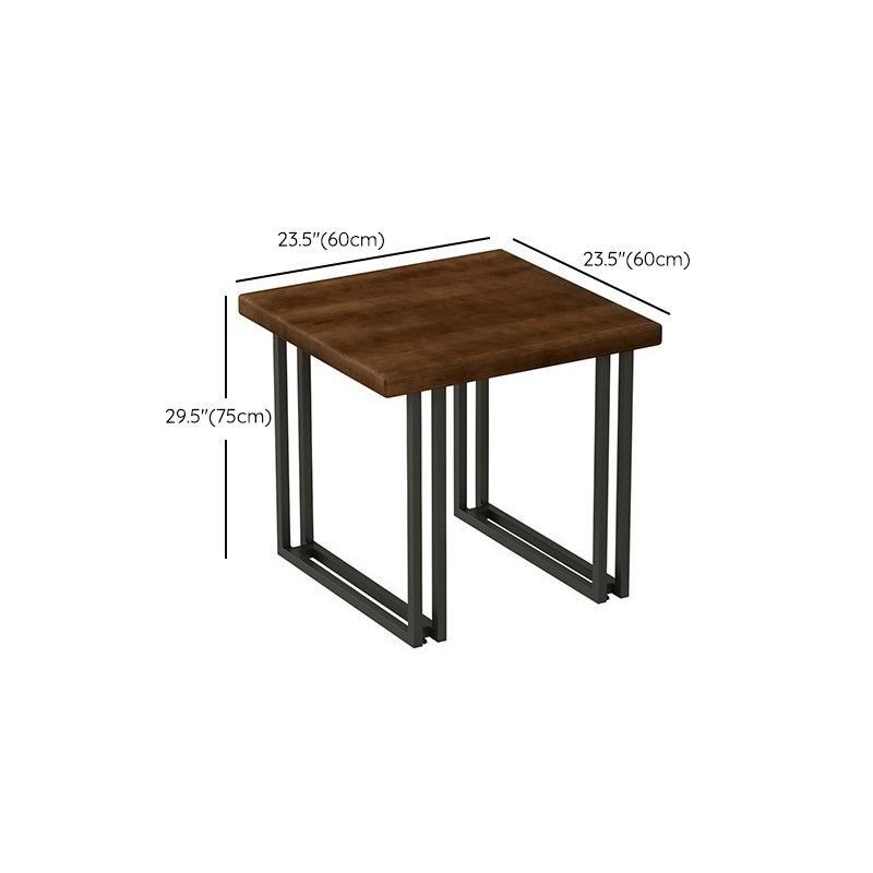 Solid Wood Indoor Dining Table for Restaurant Industrial Wood Table with Metal Base