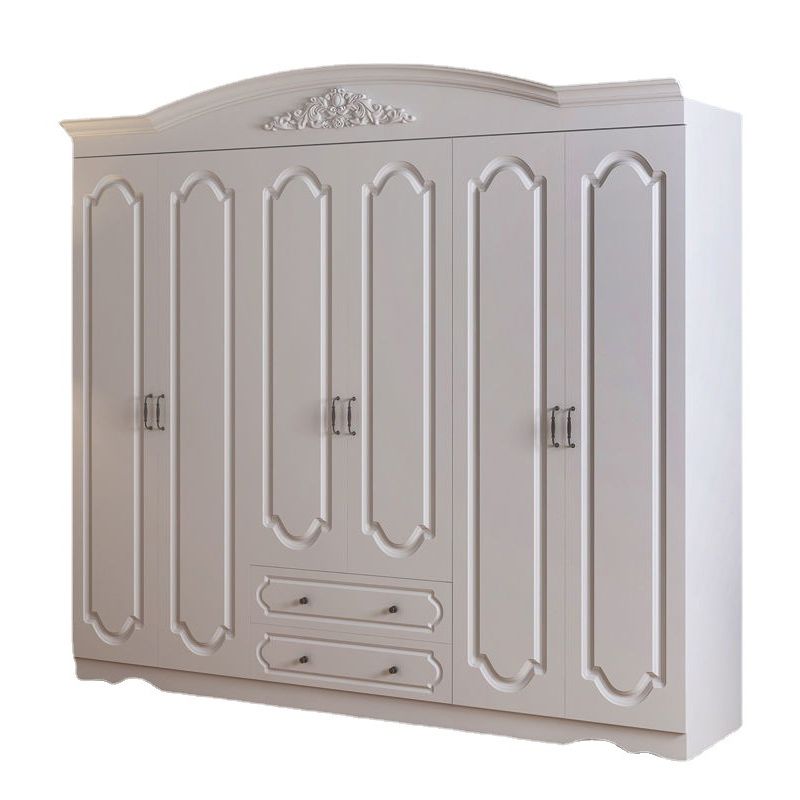 Engineered Wood Cabinet with 2 Drawers French Country White Wardrobe for Home