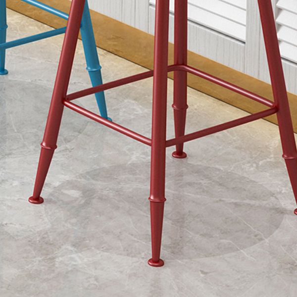 Scandinavian Metal Barstool Fabric Upholstered Counter Stool in Matte Finish