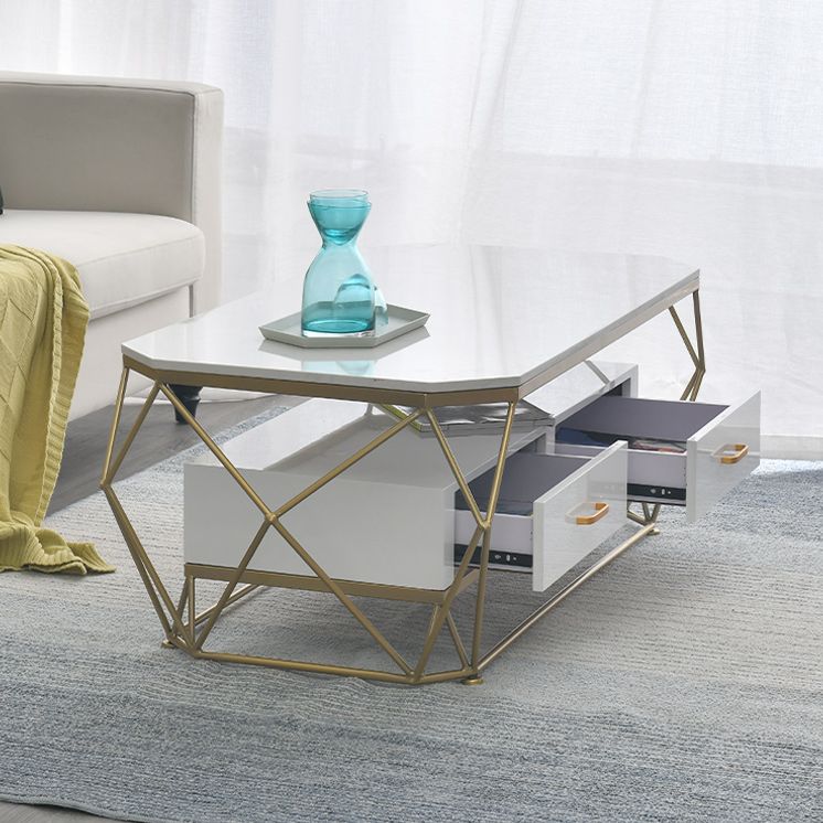 Modern Frame Coffee Table Rectangular Glass Top Coffee Cocktail Table for Home