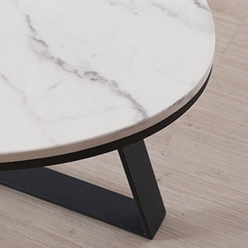 Marble Oval Coffee Table Metal Frame Abstract Cocktail Table