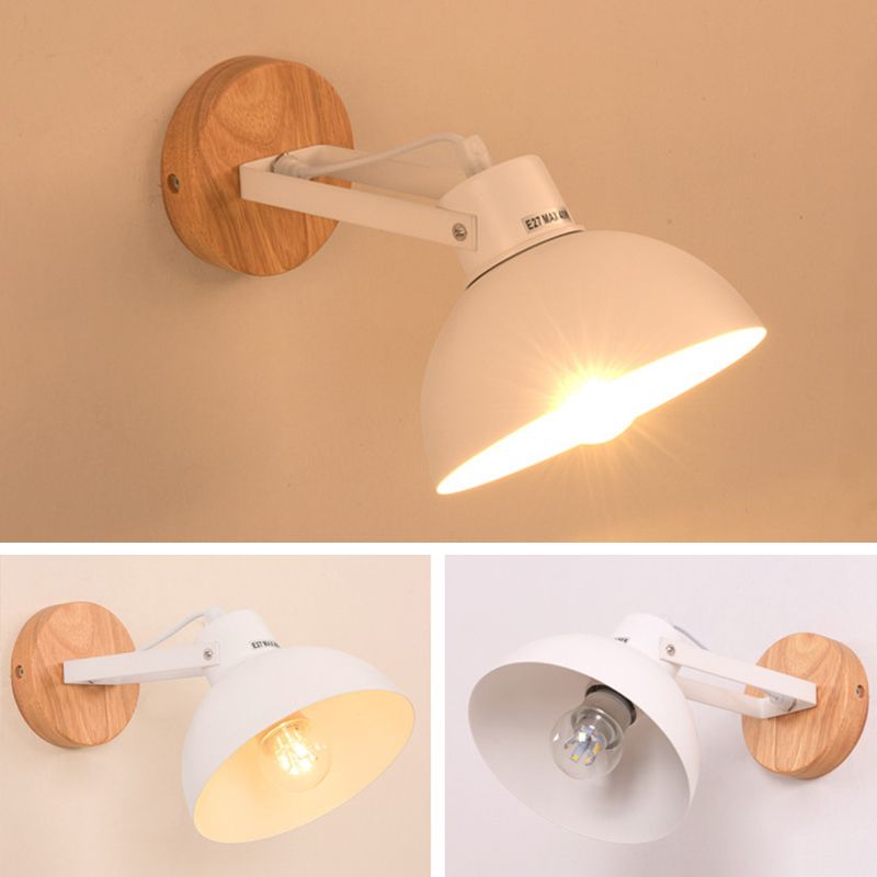 Dome Shape Wall Lighting Modern Style Metal 2 Lights Sconce Lamp in Black/White