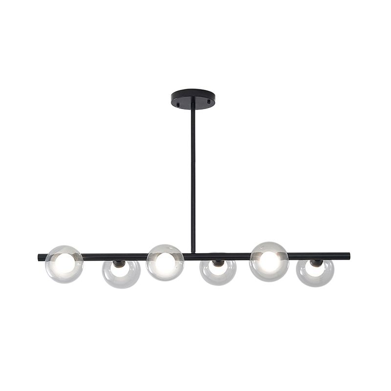 Bubble Clear Glass Island Ceiling Light Modern Style 5/6 Lights Black/Gold Finish Pendant Light Fixture for Dining Room