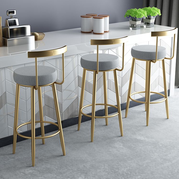 Glam Style Counter Stool Upholstered Living Room Bar Stool with Metal Legs