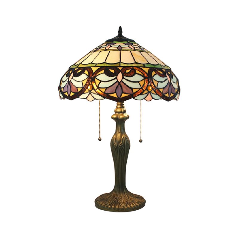Tiffany Victorian 8"/12"/16" Wide Desk Light 1 Light Stained Glass Desk Lamp in Antique Brass for Living Room