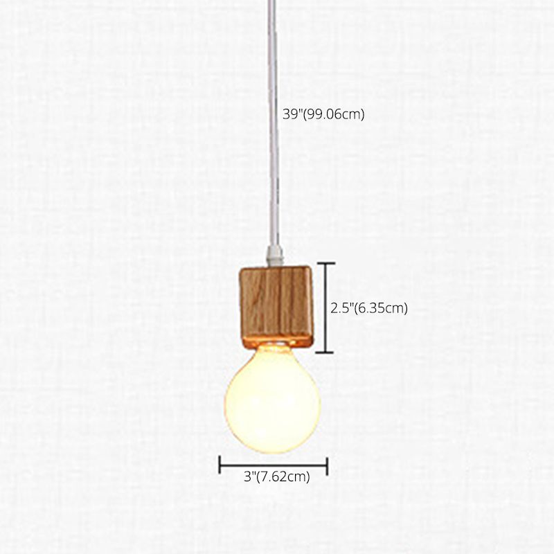 Minimalist Square Hanging Pendant Light Wooden Restaurant Suspension Pendant in Wood