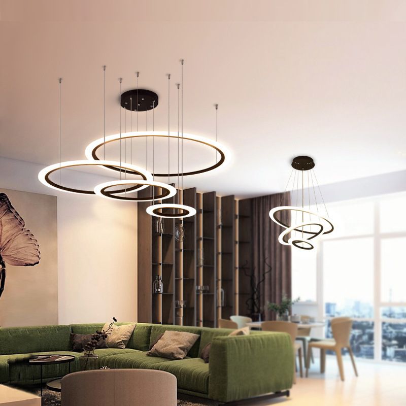 Modern Ring Chandelier Light Fixtures LED Hanging Chandelier for Restaurant