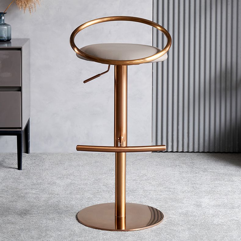 Glam Leather Bar Stool Metal Base Counter Stool for Living Room