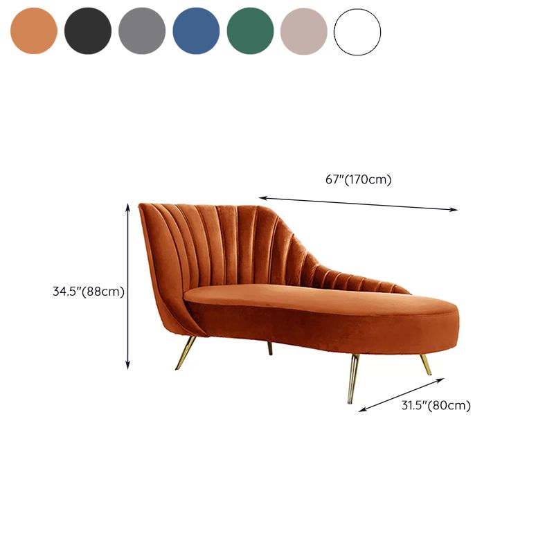 Glam Upholstered Velvet Chaise Lounge Couch Metal Chaise Lounge Chair