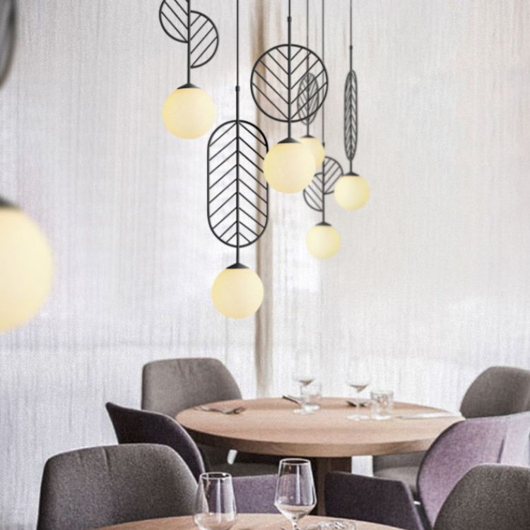 Créatif 1-Light Plafond pendentif feuille de verre clair lampe suspendue pour la salle à manger