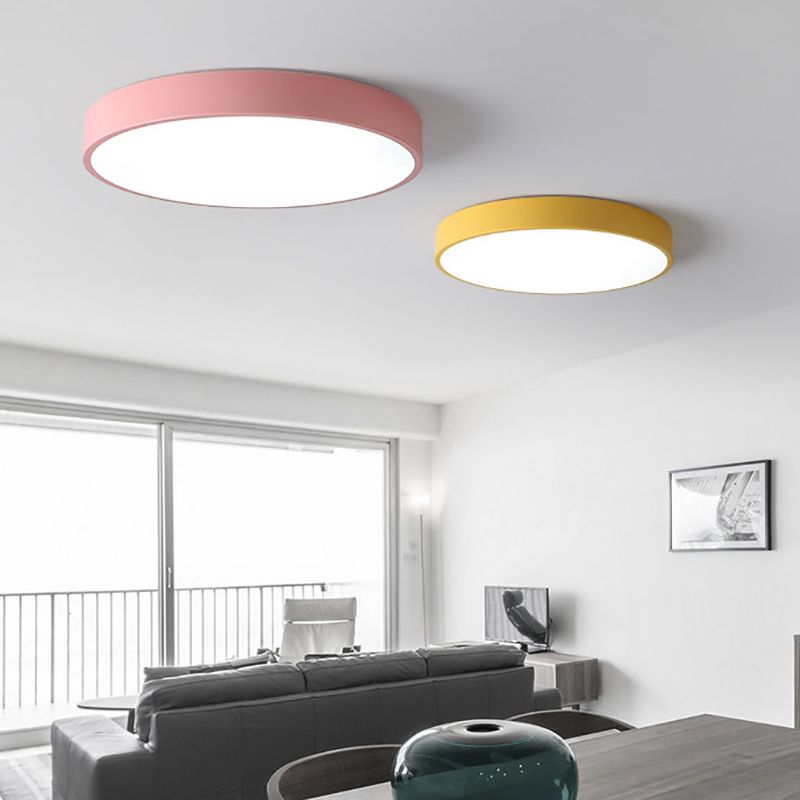Drum Flush Mount Fixture Simplicity Metal 1 Light Flush Light