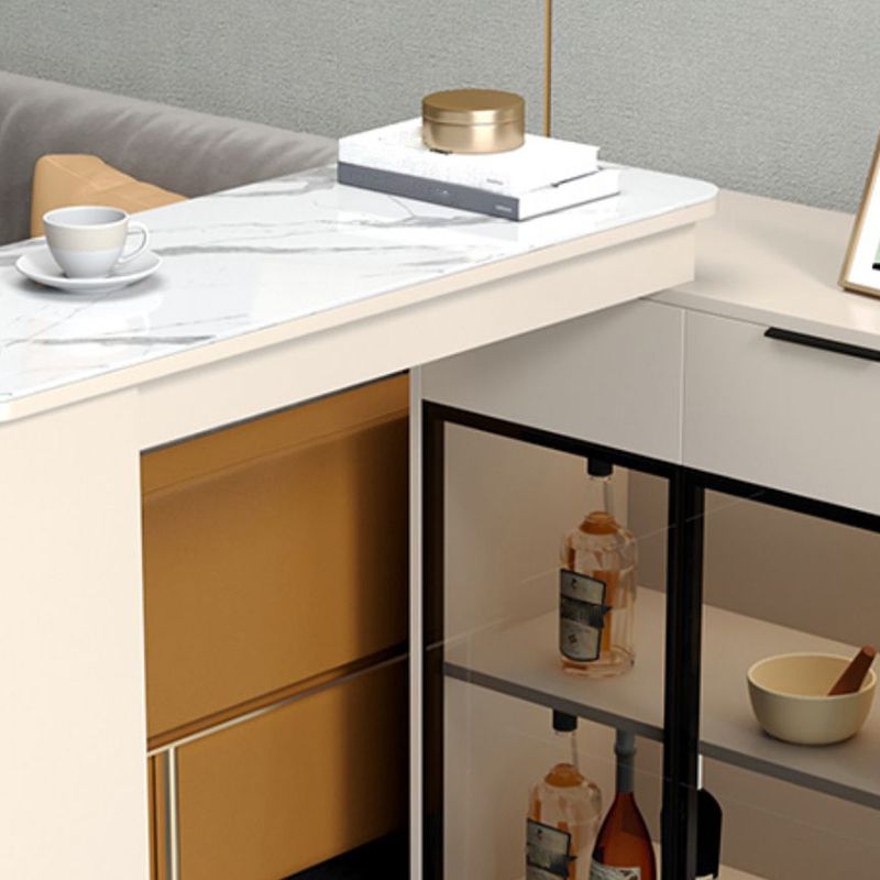 Contemporary Style Stone Rectangle Bar Height Table for Living Room