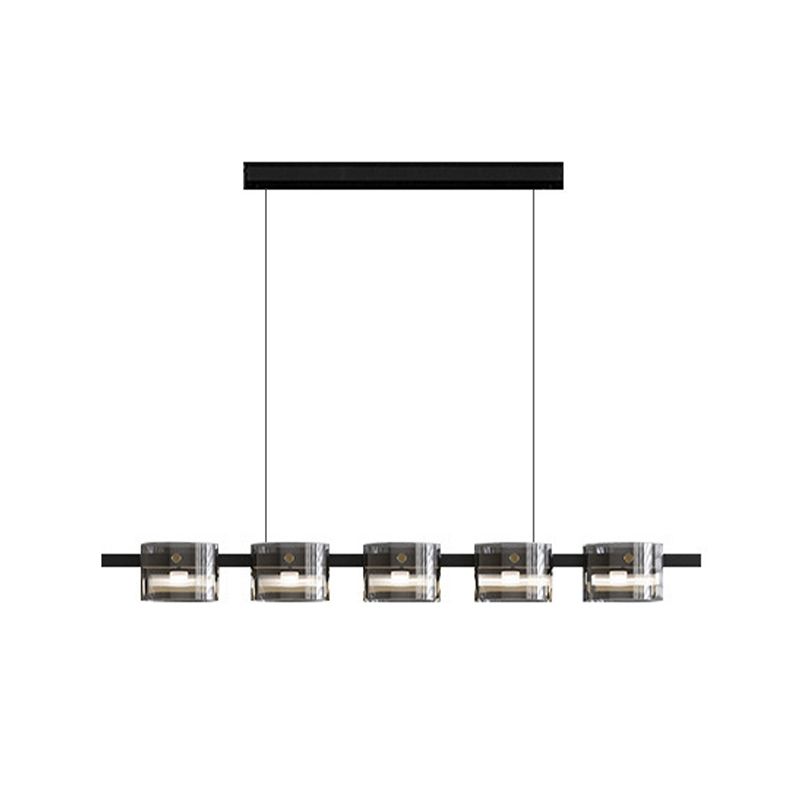 Modern Island Light LED Island Hanging Light with Glass Shade for Dining Room