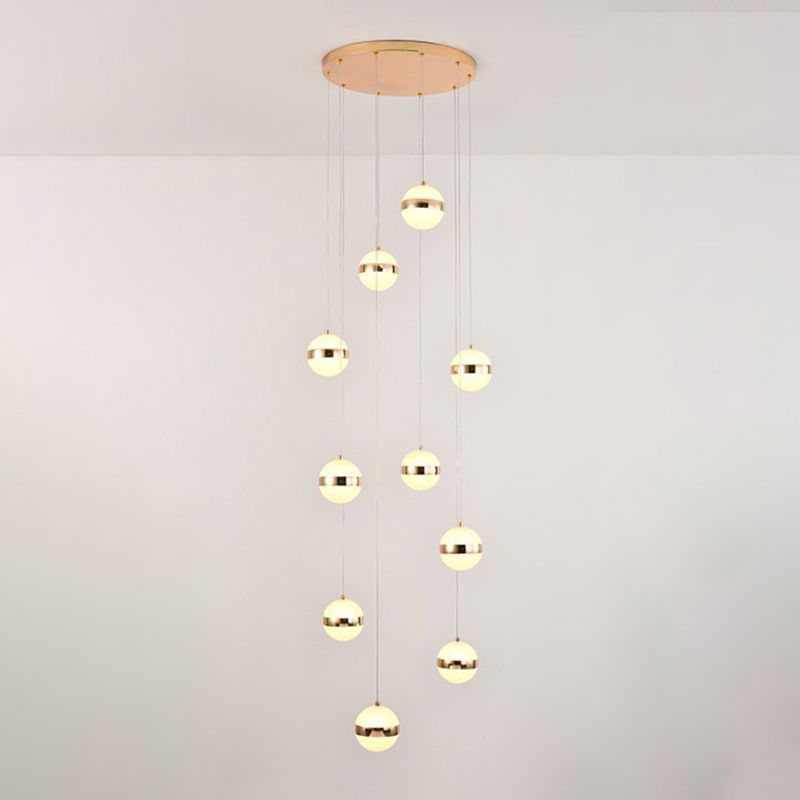 Acrylic Gold LED Pendant Light in Modern Style Aluminium Globe Hanging Lamp for Interior Place