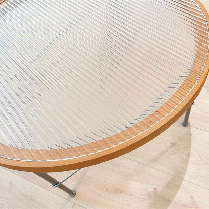 Modern Cross Legs Coffee Table Round Glass Top Coffee Cocktail Table for Living Room