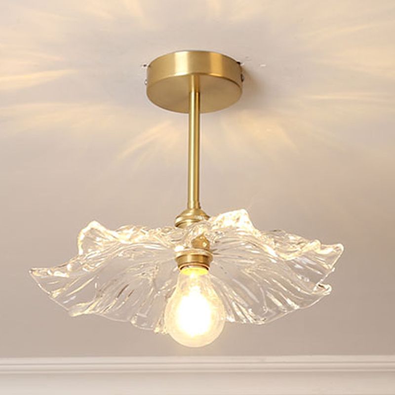 Plafonnier d'intérieur en cuivre de style colonial semi-encastré géométrique