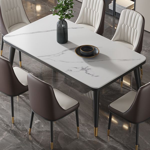 Minimalist Sintered Stone Top Kitchen Dining Table Rectangle Shape Dining Table with 4 Legs Base