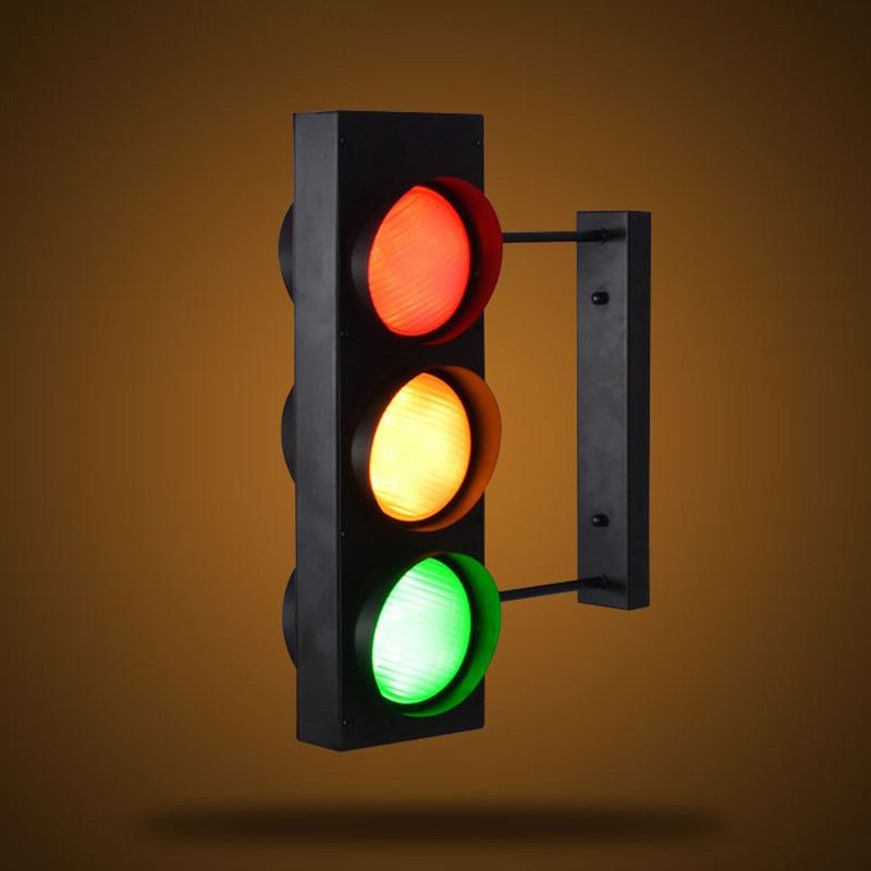 Ampelbrett Wandbeleuchtung dekoratives Metall Restaurant Wandleuchte Licht in Schwarz