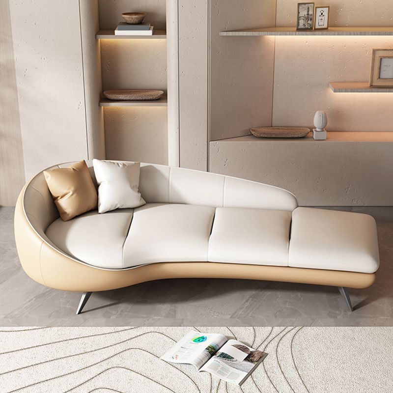 Modern Upholstered Chaise Lounge Leather Chaise with Left-Arm for Bedroom and Living Room