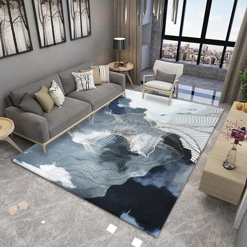 Modern Indoor Rug Abstract Pattern Creative Area Rug Polyester Stain Resistant Rug for Living Room
