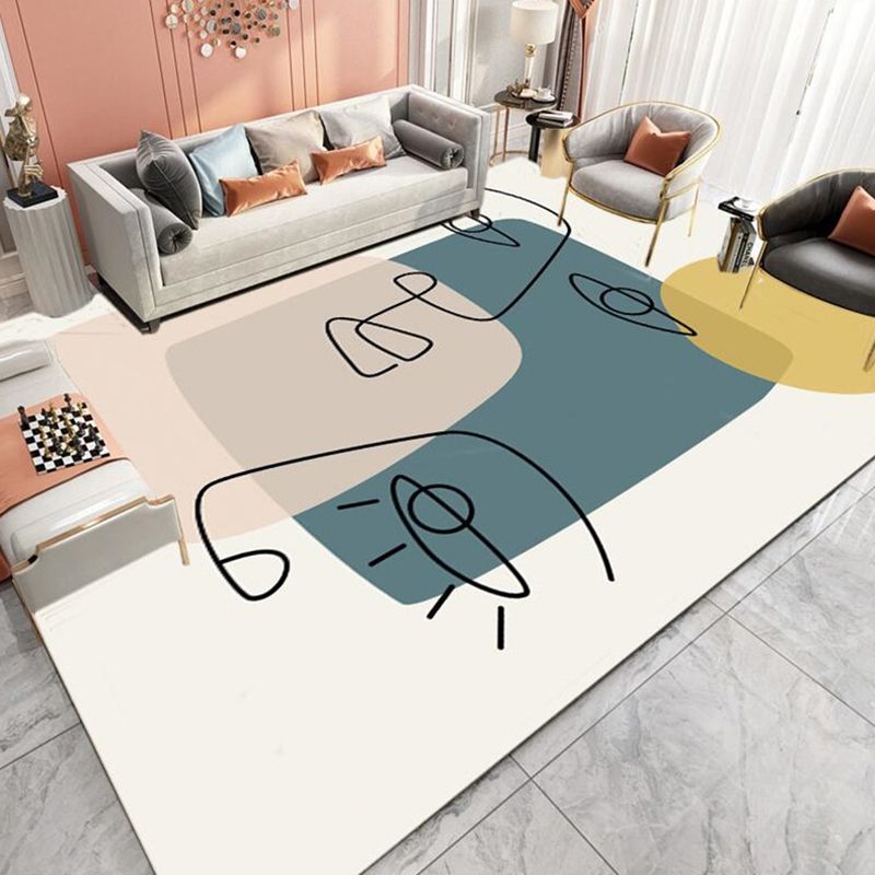 Tapis nordique en Polyester, ton blanc, bloc de couleur, pour l'intérieur, avec support antidérapant, pour la décoration de la maison