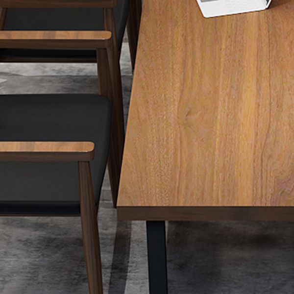 Metal Industrial Rectangle Table Pine Wood Top Indoor Table with Trestle