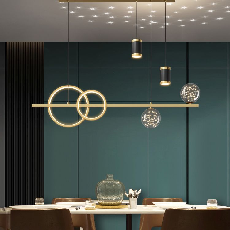 Luces de la isla de la esfera Pendientes contemporáneos de la isla de metal con sombra de vidrio