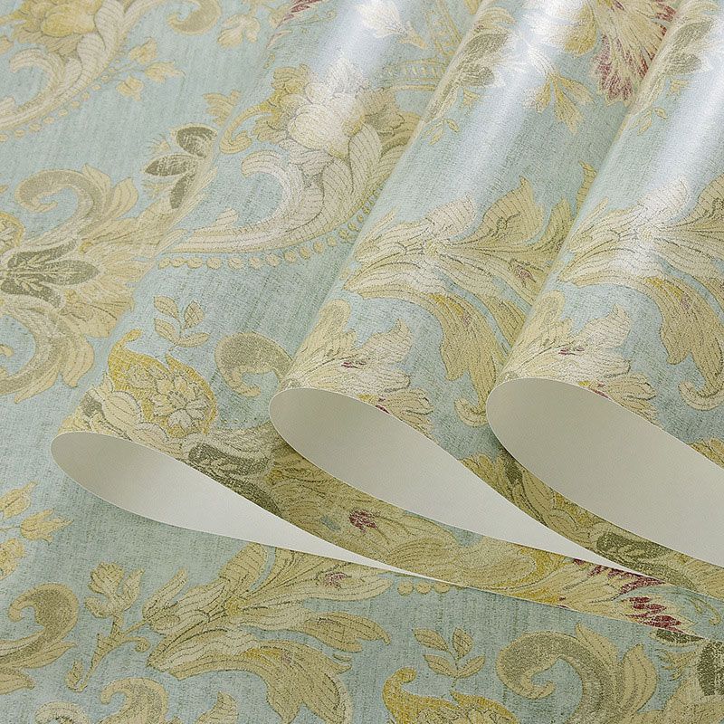 Pastellgrüne Vlies-Deko-Tapete, Vintage-Blumen-Wandverkleidung, 33 Fuß x 20,5 Zoll