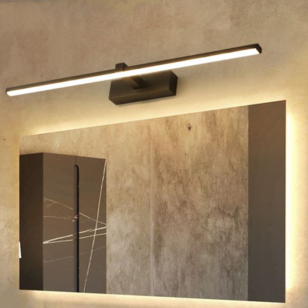 Metal Linear Shape Wall Sconce Modern Style 1 Light Mirror Wall Mounted Light