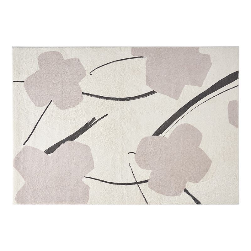 Beige Modern Carpet Polyester Plant Carpet Stain Resistant Carpet for Living Room