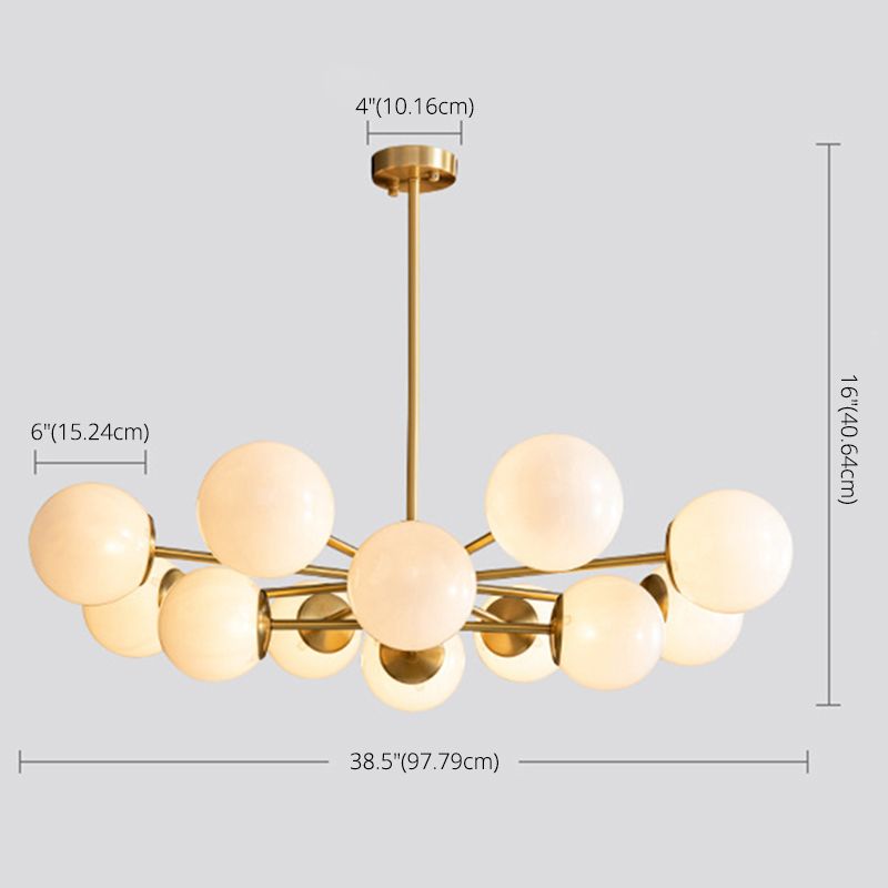 Lámpara de lámpara de lámpara de globo de vidrio accesorio de iluminación de araña minimalista en blanco