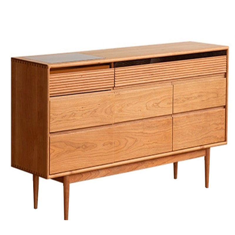 Modernism Horizontal Double Dresser Solid Wood Storage Dresser for Bedroom