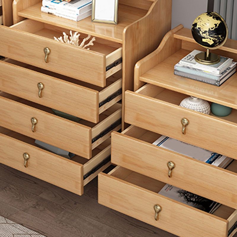 Glam Rubber Wood Bedroom Storage Chest Vertical Chest with Drawers