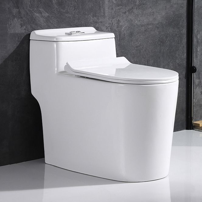 Traditional One Piece Toilet Floor Mounted White Toilet Bowl with Seat for Washroom