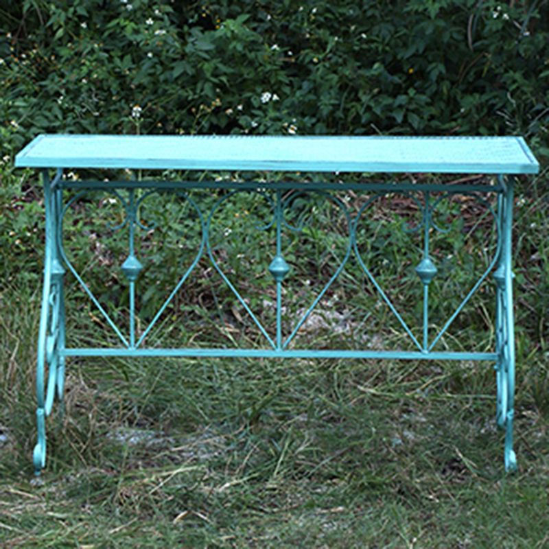 Modern Green Waterproof Courtyard Table Iron Rectangle Outdoor Table