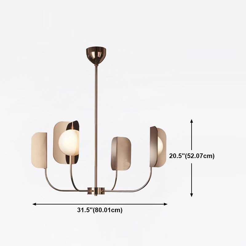 Postmodern Style Chandelier Light Metal Acrylic Pendant Light in Gold for Living Room