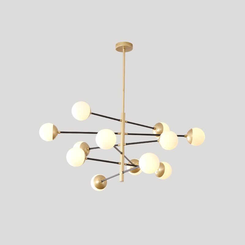 Postmodern Multi Head Chandelier Light Fixtures Metal and Glass Hanging Chandelier for Cafe