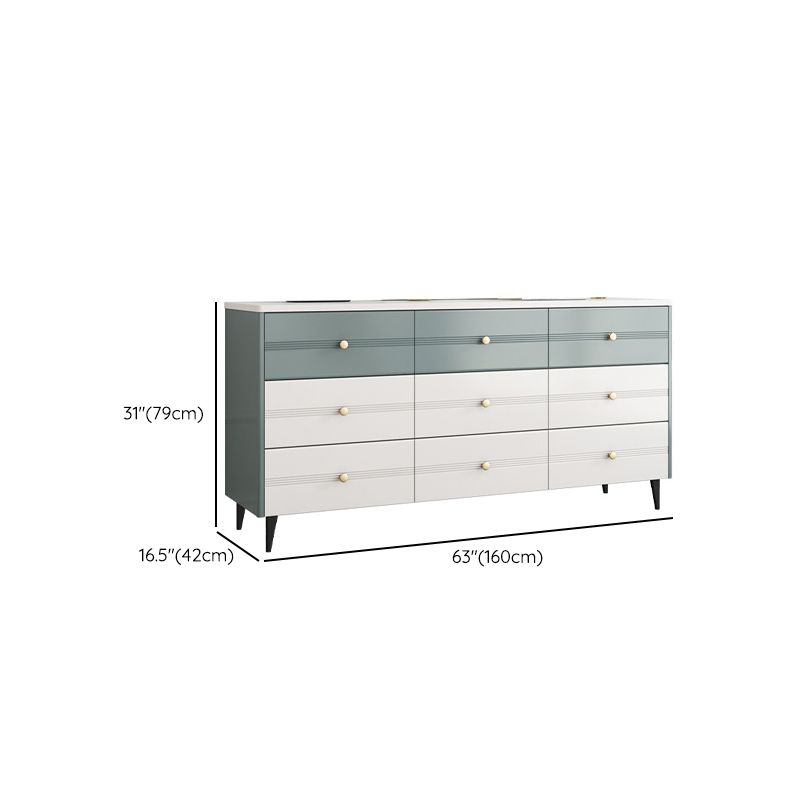 Modern Marble Double Dresser Horizontal Storage Chest for Bedroom