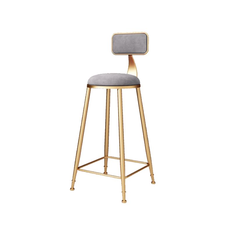 Glam Armless Backrest Counter Stool Iron Bar Stool with Cushion and Pedal for Balcony