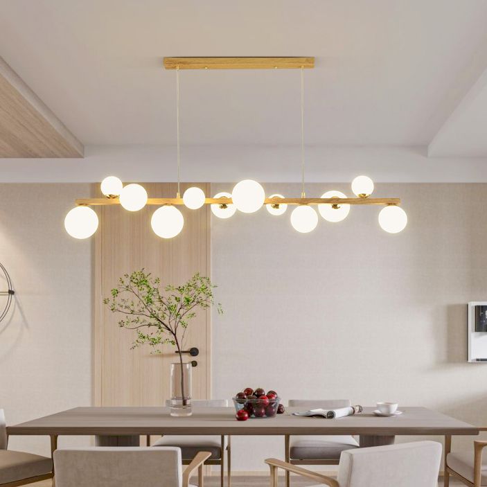 Contemporary Adjustable Length Hanging Light Globe Glass Pendant Light for Kitchen