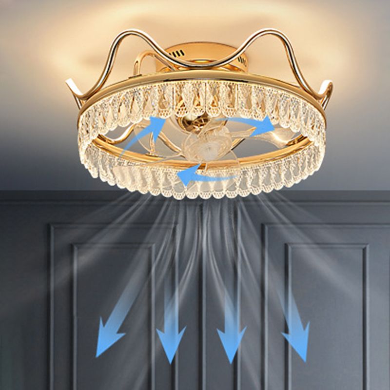 7-Blade LED Golden Ceiling Fan Contemporary Fan with Light for Bedroom