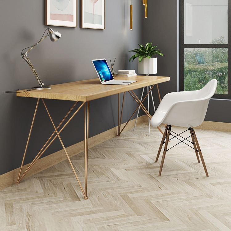 Rectangle Luxury Dining Table Wood Color Fixed Table of Solid Wood with 4 Legs