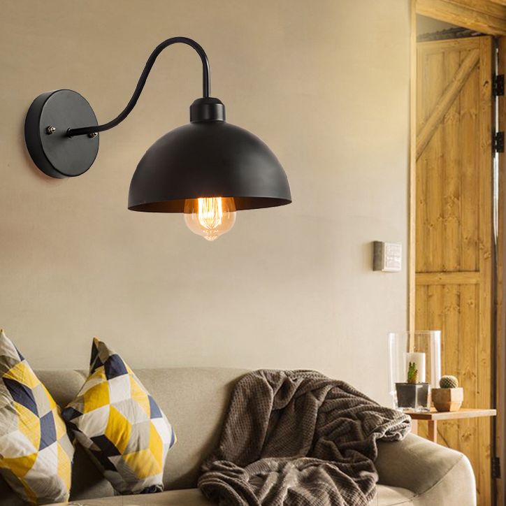 Schwarzer Dom Schattenbad Leuchte Industriemetall 1-Licht-Wandmontageleuchte