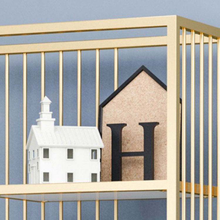 Modern Antique Finish Shelf Bookcase Metal Etagere Bookshelf with Shelves