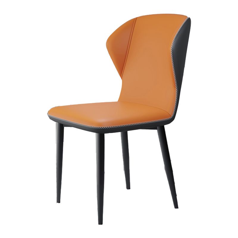 Contemporary Kitchen Armless Chairs Wingback Side Side Chair with Metal Legs