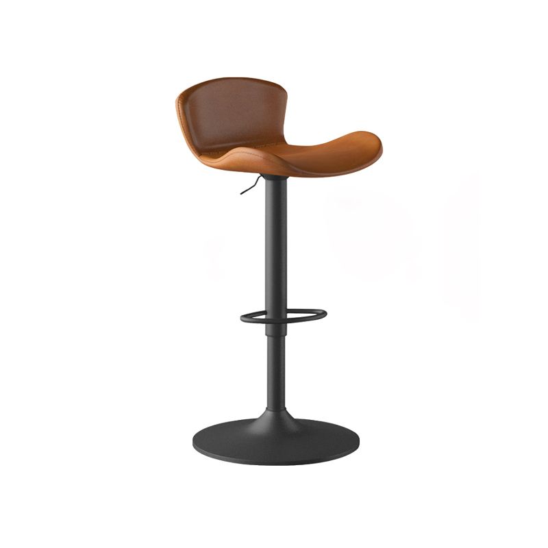 Faux Leather Adjustable Height Swivel Armless Bar Stool with Footrest
