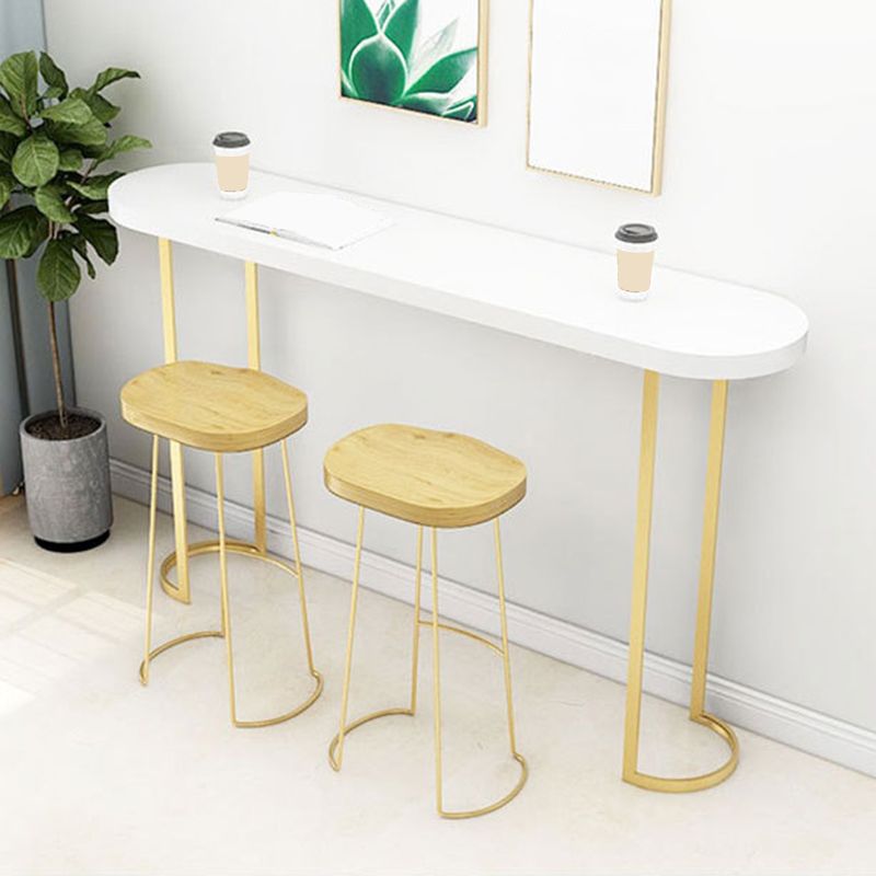 Glam Pub Table Oval Bar Height Double Pedestal Bar Table for Indoor