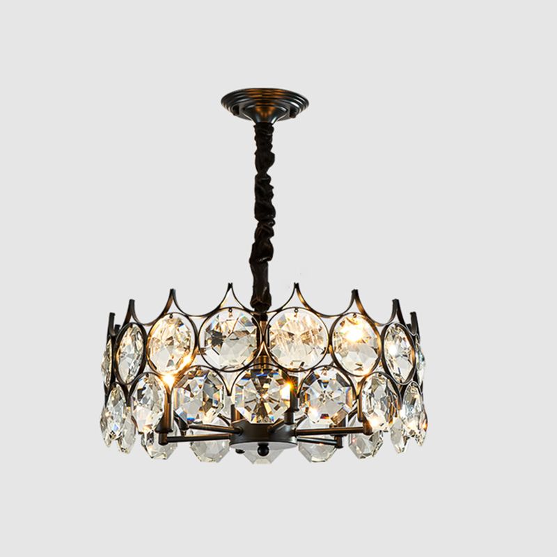Beveled Cut Crystal Bead Hanging Lamp Postmodern Style Chandelier Pendant Light for Living Room