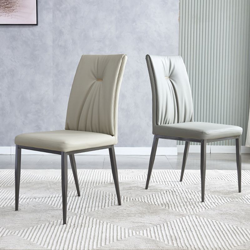 Modern Restaurant Solid Back Chair Matte Finish Leather Dining Chair